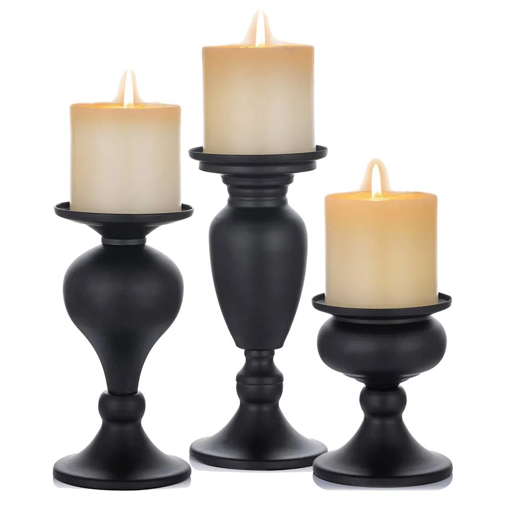 Sziqiqi Candelabro Clásico En Hierro Candelabro De Mesa para La Boda, La Fiesta Y El Cumpleaños Decoración para La Casa, Pequeña+Medio+Grande