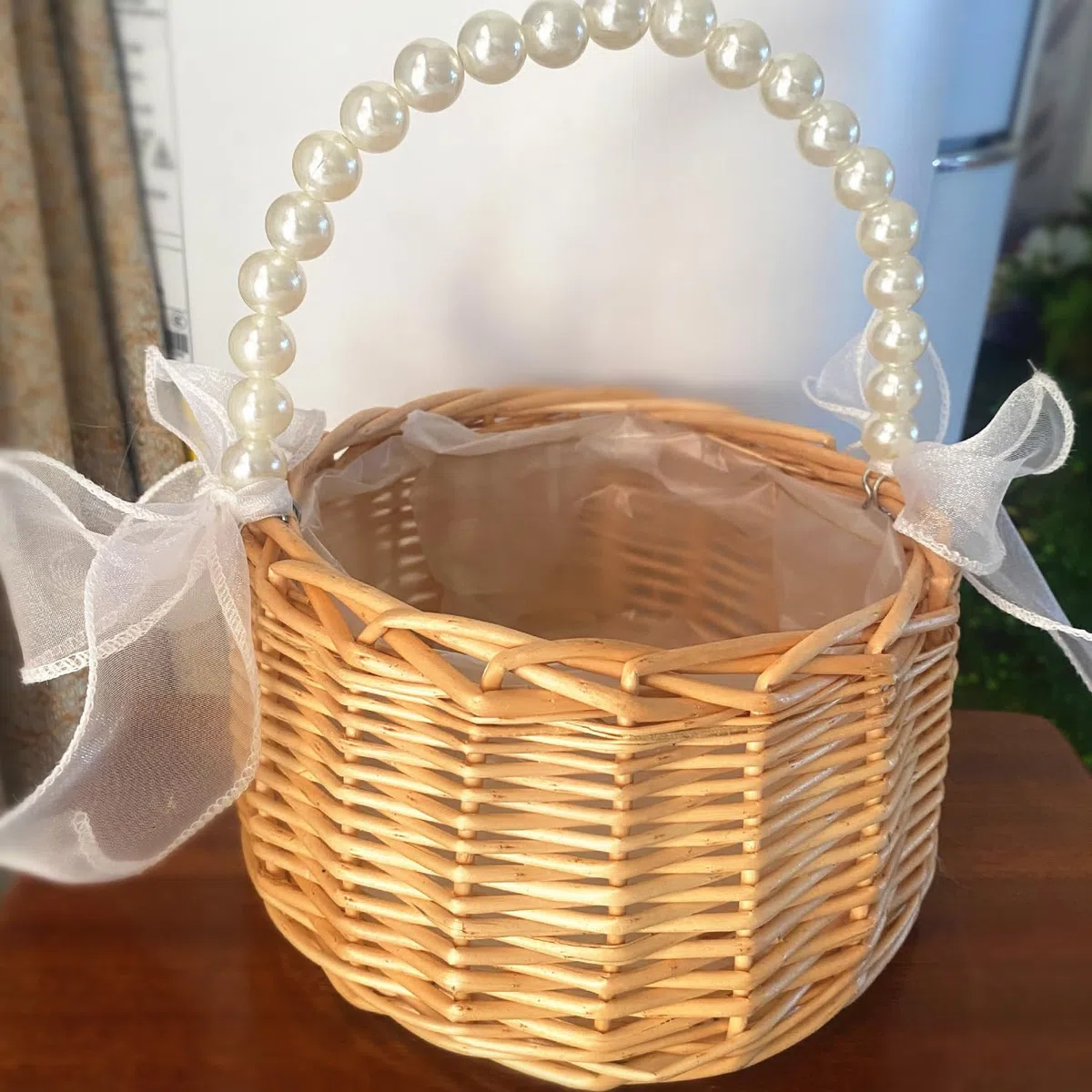 2 Piezas Cestas Pequeñas Mimbre Con Asa, Cesta Setas Mimbre, Cesta De Flores Secas, Cestas Tejidas Con Lazo, Cestitas De Pequeñas, Para Boda Ceremonia Fiesta, Decoración Del Jardín (B, Mediano)