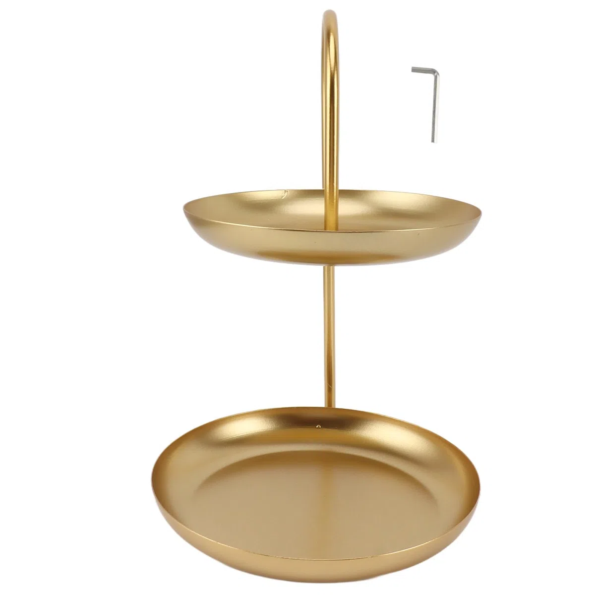 Soporte de Postres, Bandeja de Almacenamiento de Hierro de 2 Niveles para Bocadillos FRUTS COSMETICS, con Diseño de Doble Capa, para la Decoración de Bodas de la Fiesta en el (Oro)