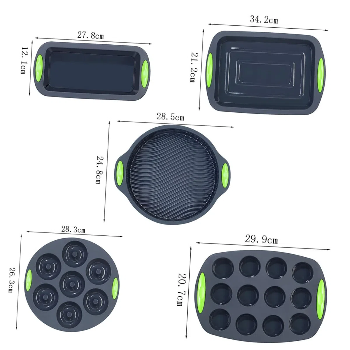Molde para Hornear Pasteles y Pan Kit de 5 Piezas de Silicona Resistentes a Altas Temperaturas para Cocina y Repostería