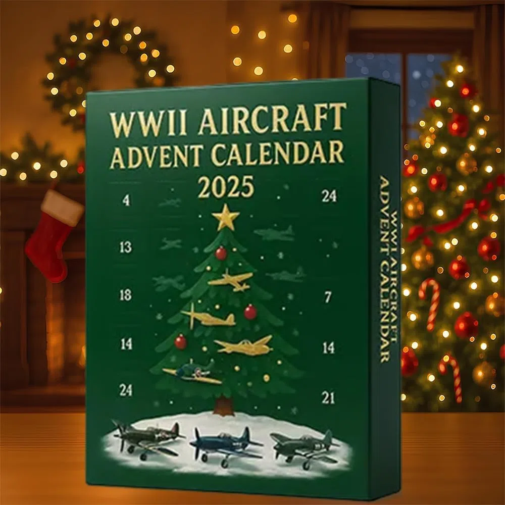 Calendario de Adviento de Aviación WWII: 24 Aviones de Guerra en Miniatura para Coleccionistas Adultos (1PCS)