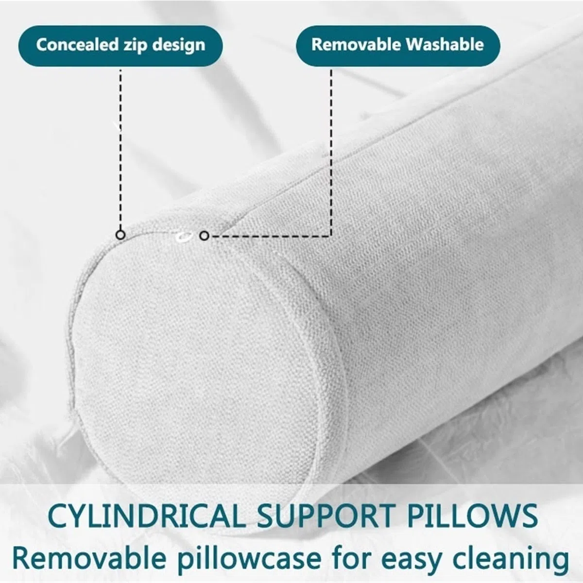 Cojín Cilíndrico Grande 40/50/90/80/60cm Almohada De Tubo Para Lumbar/Cuello/Espalda/Cabeza Apoyo Almohada Rollo Con Funda Extraíble Para Cama, Sofá, Silla, Coche, Yoga(Gris oscuro,10x30cm/4x12in)