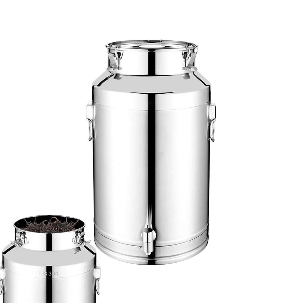 Recipiente De De Acero Inoxidable - 5L/9L/14L Utensilios De Cocina De Acero Inoxidable Herméticos Con Tapa,Bidón De Para Hogar Y Senderismo | Para Leche, Vino, Cerveza, Harina, Café, Azúcar,