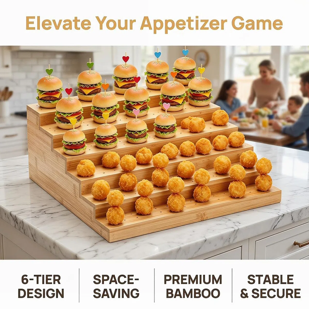 Tabla Para Brochetas De Comida Estante Servicio 6 Niveles | Soporte Pinchos Alimentos para Frutas, Aperitivos, Carne, , Catering, Barbacoa, Buffet y Bodas