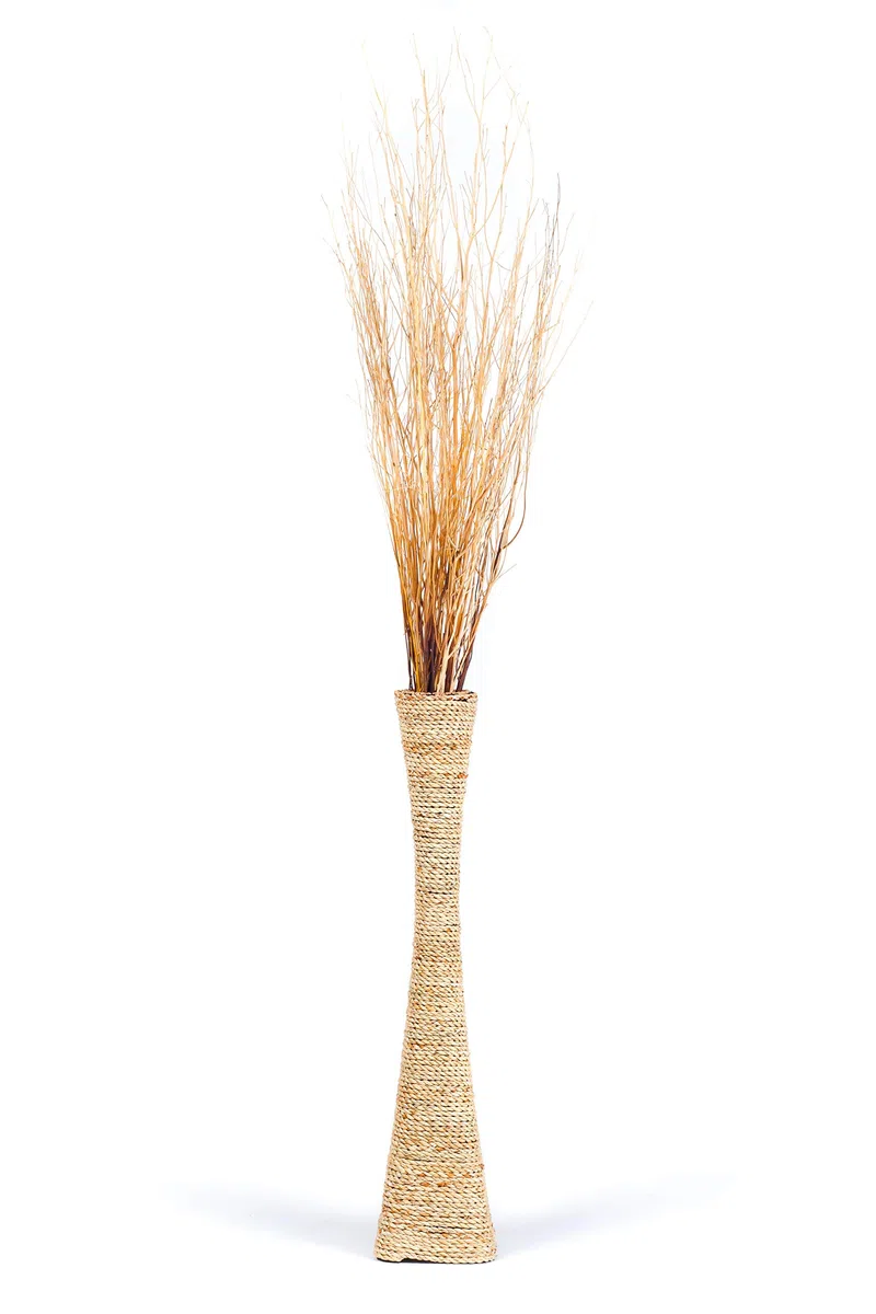 Leewadee Gran Jarrón de Suelo 70 cm Jacinto De Agua para Salón | Jarrón Deco para Salón, para Pampa & ramas. Fibra natural, sin agua. Boho & coastal