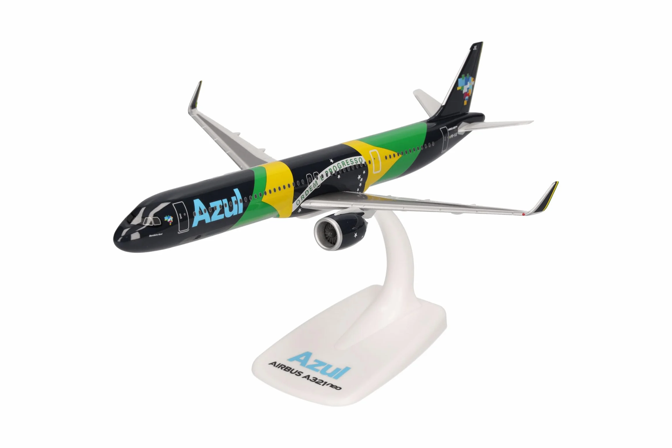 herpa Miniatura del avión Azul Brazilian Airlines Airbus A321neo Brazilian Flag Livery” - Snap-Fit, Escala 1/200, Modelo, maqueta de colleción, modelismo, Avion con Soporte, Figura plástico