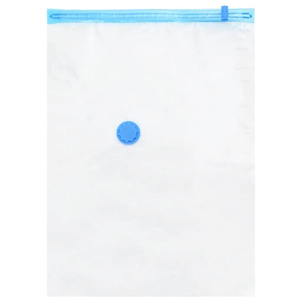 Juego de 20 bolsas de vacío de 70 x 50 cm para ahorrar espacio para guardar ropa y ropa de cama, reutilizables, color azul transparente