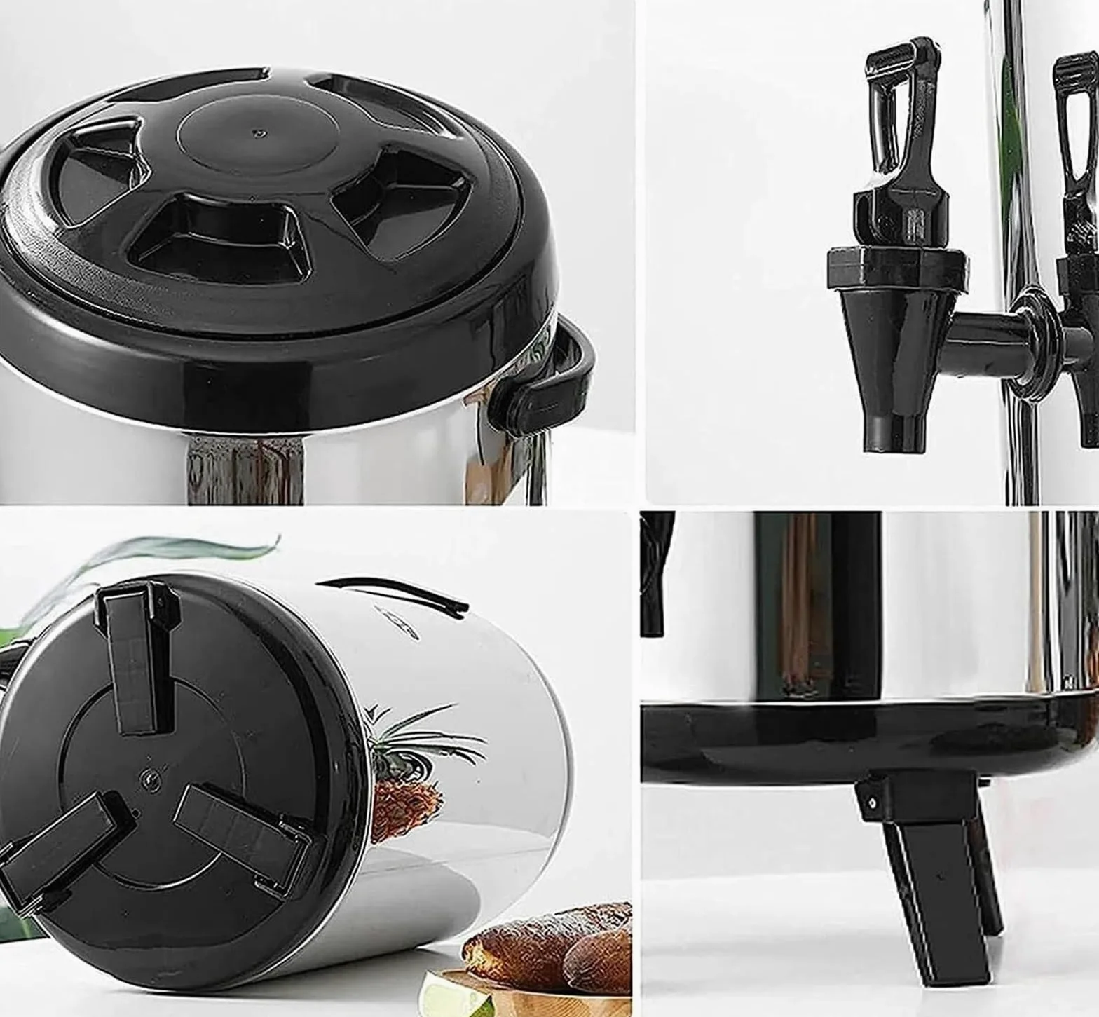 Dispensador de agua caliente aislado de acero inoxidable con grifo, urna de bebidas de gran capacidad para fiestas y catering