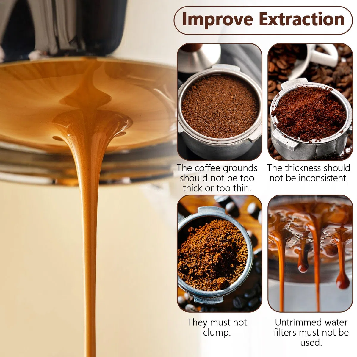 Portafiltro sin Fondo de 51 mm con 3 orejas, Compatible con DeLonghi Dedica EC680/EC685, SMEG y EUPA, Mango de madera de nogal con cesta de acero inoxidable, distribuidor de agujas