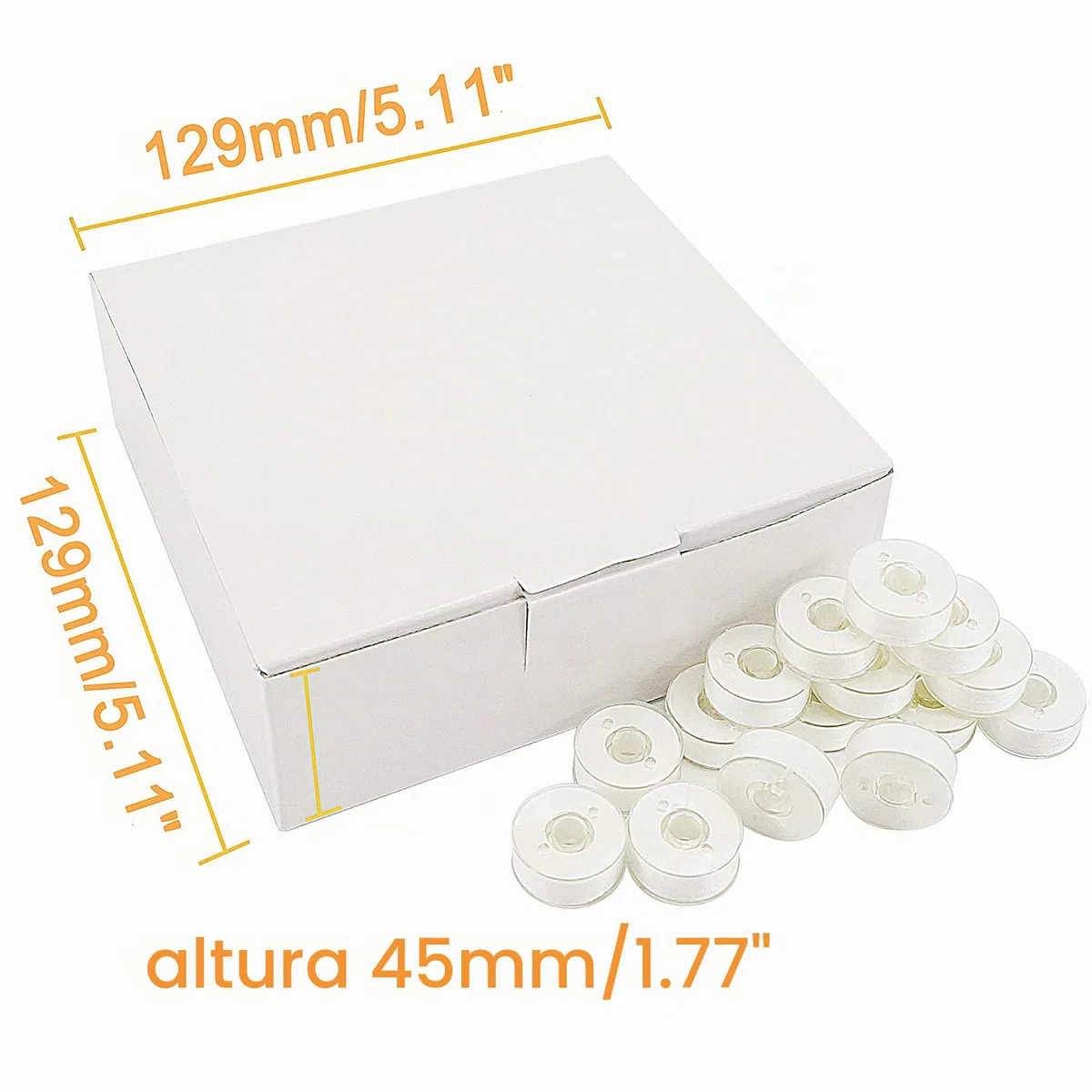 New brothread 144pcs Tipo L Tamaño (SA155) Blanco hilo de la canilla preenrollado Lado de plástico para máquinas de bordar y coser especificadas - 90wt