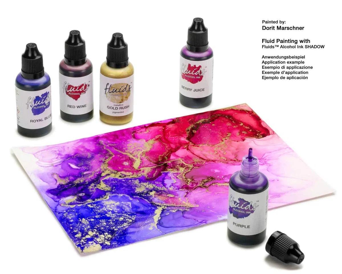 100 ml Fluids Alcohol Ink GOLD RUSH, Tinta al alcohol para Fluid Art y Resin Art, oro metálico