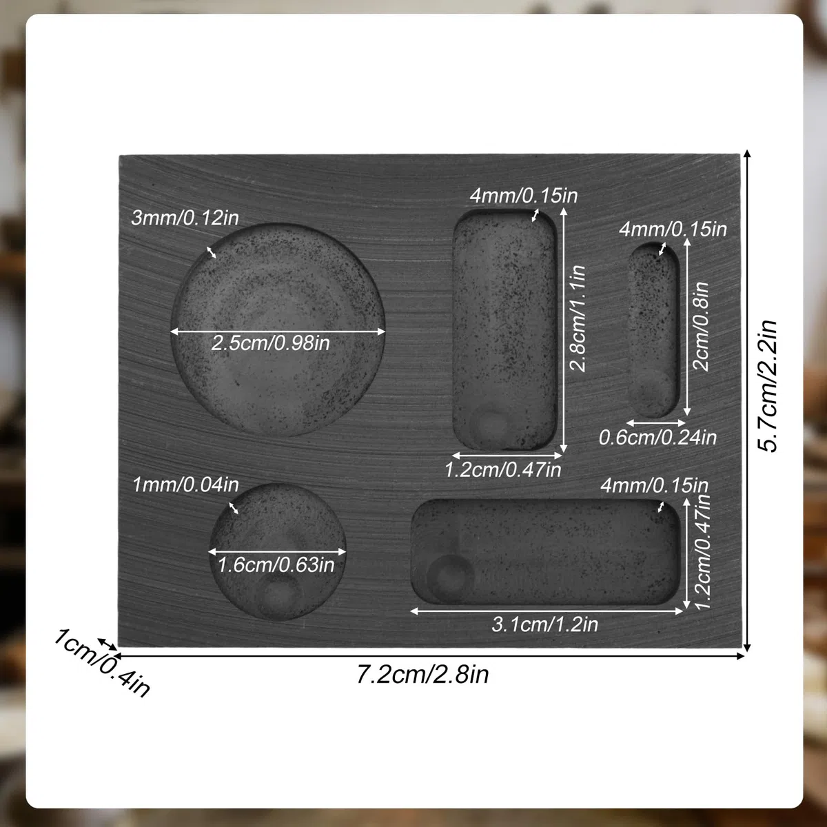 2uds Moldes de Grafito, Mini Molde de Lingote Grafito para Fundir Oro Plata Aluminio Cobre y Latón Alta Pureza Kit Fundición y Refinación Metales para Joyería
