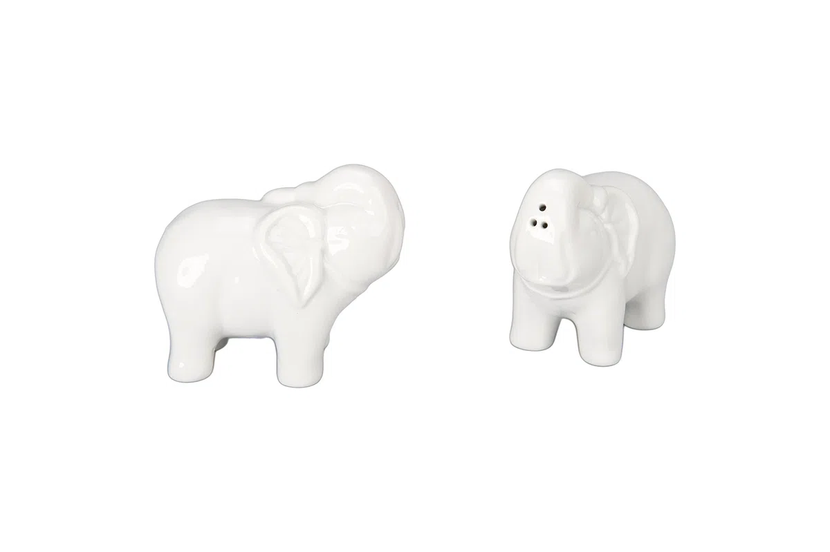 BIA Cordon Bleu - Salero y pimentero, diseño de elefante, color blanco