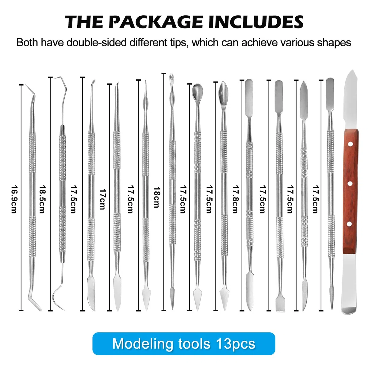 BORDEAG Herramientas para Tallar Cera,13 Piezas Tallado De Cera De Acero Inoxidable,Acero Inoxidable para Esculpir Arcilla Tallar,Herramientas De Modelado para Cera,Esculturas,Mdelado Y Detalles