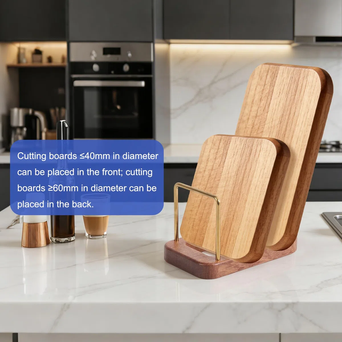 Soporte para Tabla de Cortar, Estante Tabla de Cortar con Base Madera Tapas Ollas Varios Niveles Accesorio Divisor Almacenamiento Gabinete para Encimeras Cocina