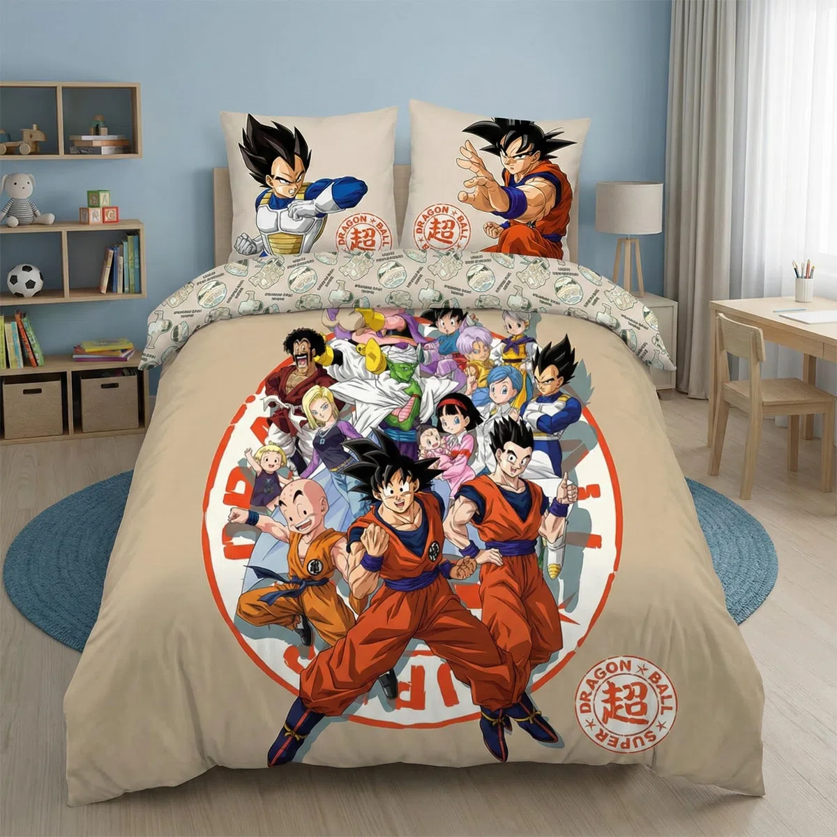Dragon Ball Super Funda Nórdica Cama 150 240x220 + 2 Fundas Goku Vegeta | Ropa de cama 2 personas reversible | Polialgodón secado rápido | Licencia manga oficial | Regalo fans anime | Idea regalo