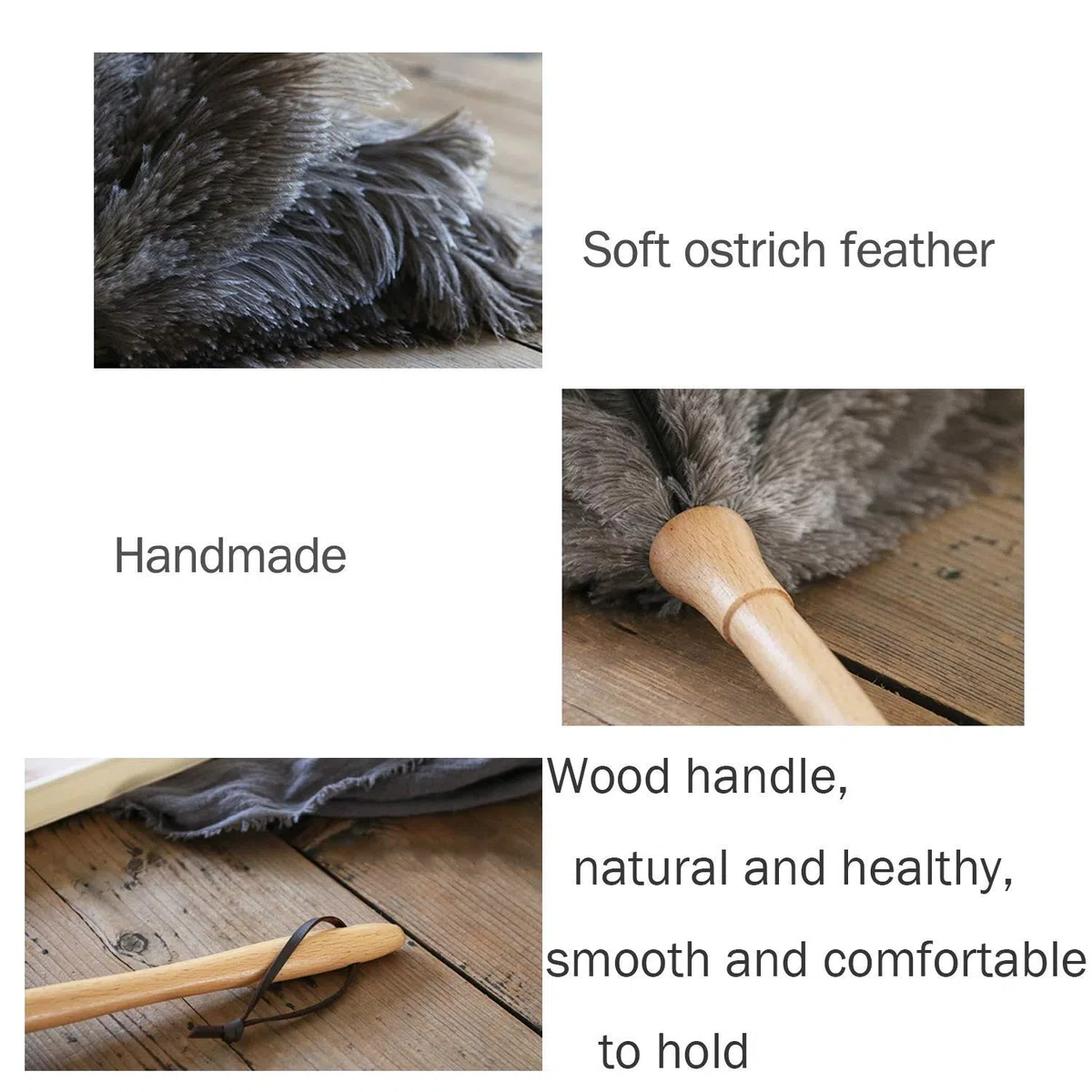 Plumero de Plumas para el hogar, Plumero de Plumas de Avestruz Naturales y auténticas Plumas de Avestruz ecológico Reutilizable Mango Largo Grande de Avestruz Limpieza para ama de casa, Color marrón, | Auténtico natural esponjoso, reutilizable y lavable,