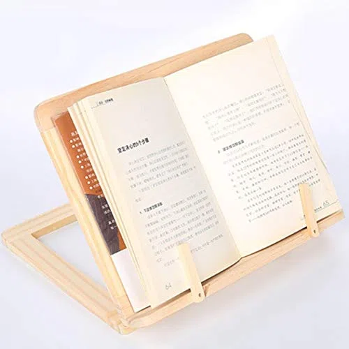 Soporte de madera ajustable para libros de lectura, soporte para libros de cocina, soporte de documentos, con punta de madera