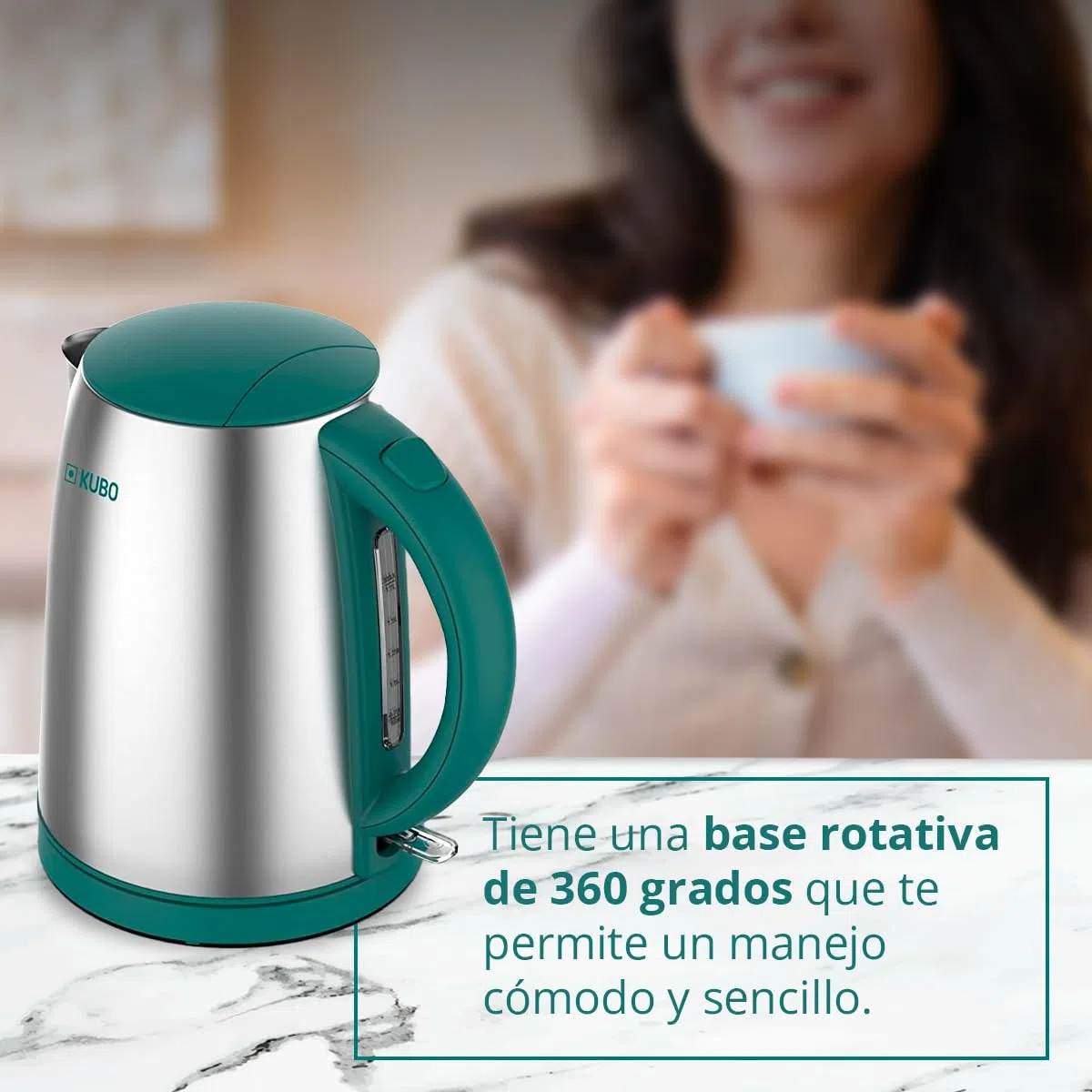 KUBO - Hervidor de Agua Eléctrico - Fabricada en Inox - Filtro Antical y Anti Impurezas - Potencia: 2200W - Capacidad: 1,7l