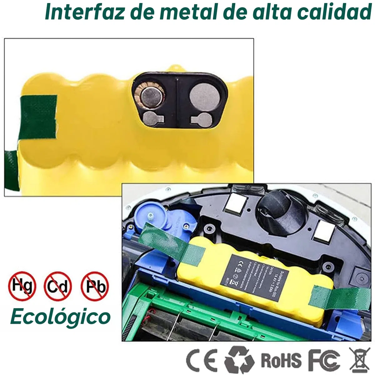 14.4V 5000mAh Ni-MH Batería de Repuesto Batería para iRobot Roomba 500 600 700 800 R3 Series 530 531 532 535 536 540 550 552 560 570 580 595 620 650 660 760 770 780 790 870 980