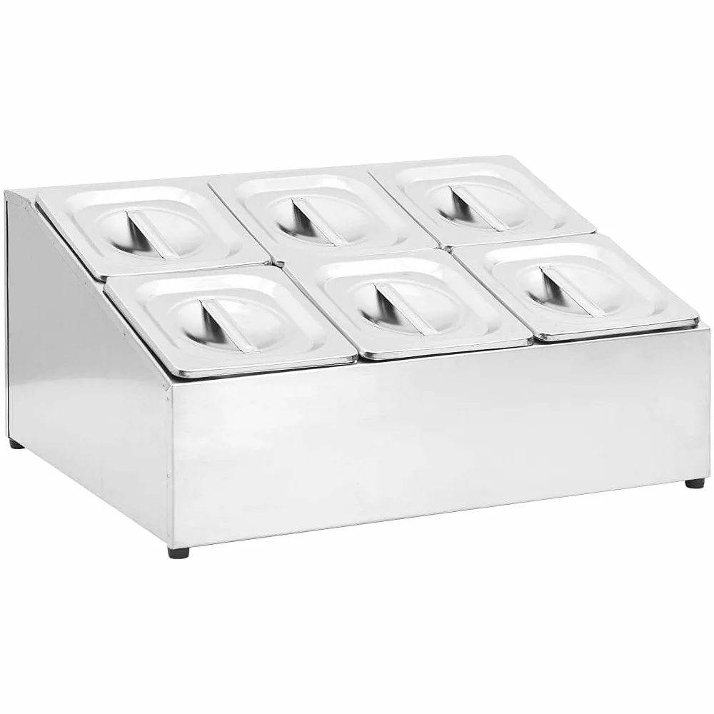 Homgoday Soporte de Bandejas Gastronorm Doble Fila - Acero Inoxidable, 6 Contenedores GN 1/6, Apto Lavavajillas