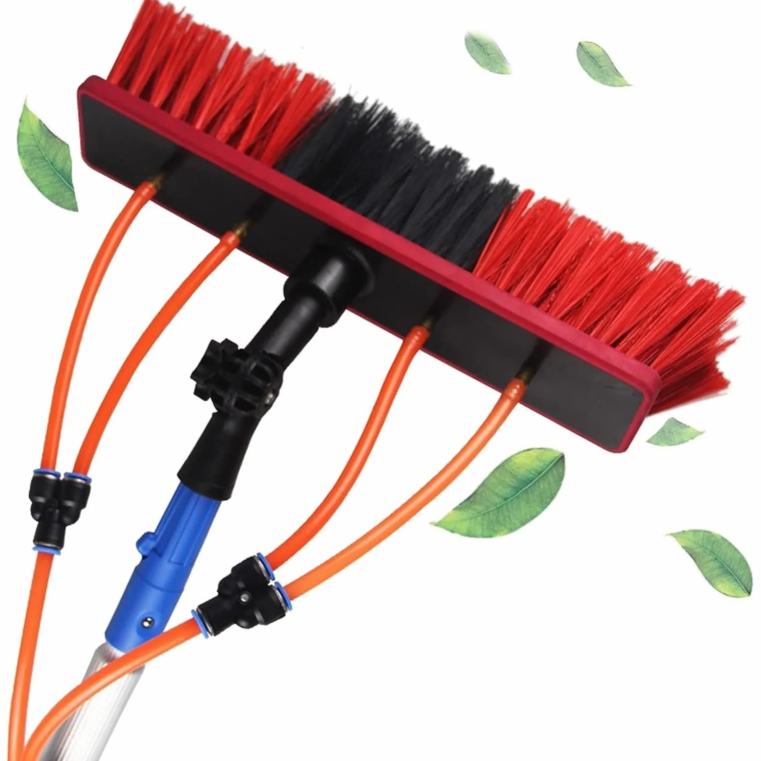 Coping - Kit de cepillo de limpieza de ventanas con alimentación de agua: poste extensible de 21.7 pulgadas y manguera de 16.4 pies para una limpieza eficiente de techo de invernadero, uso fácil y