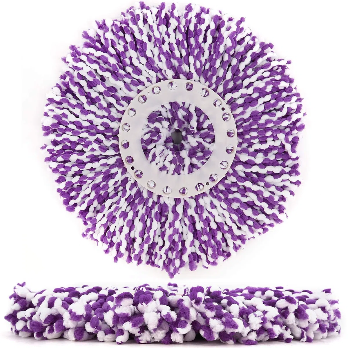 Recambio de micro cabezal de fregona de repuesto OEM para Hurricane 360 Spin Magic Mop de microfibra, cabezales de fregona de repuesto universal, forma redonda, tamaño estándar, color blanco, paquete