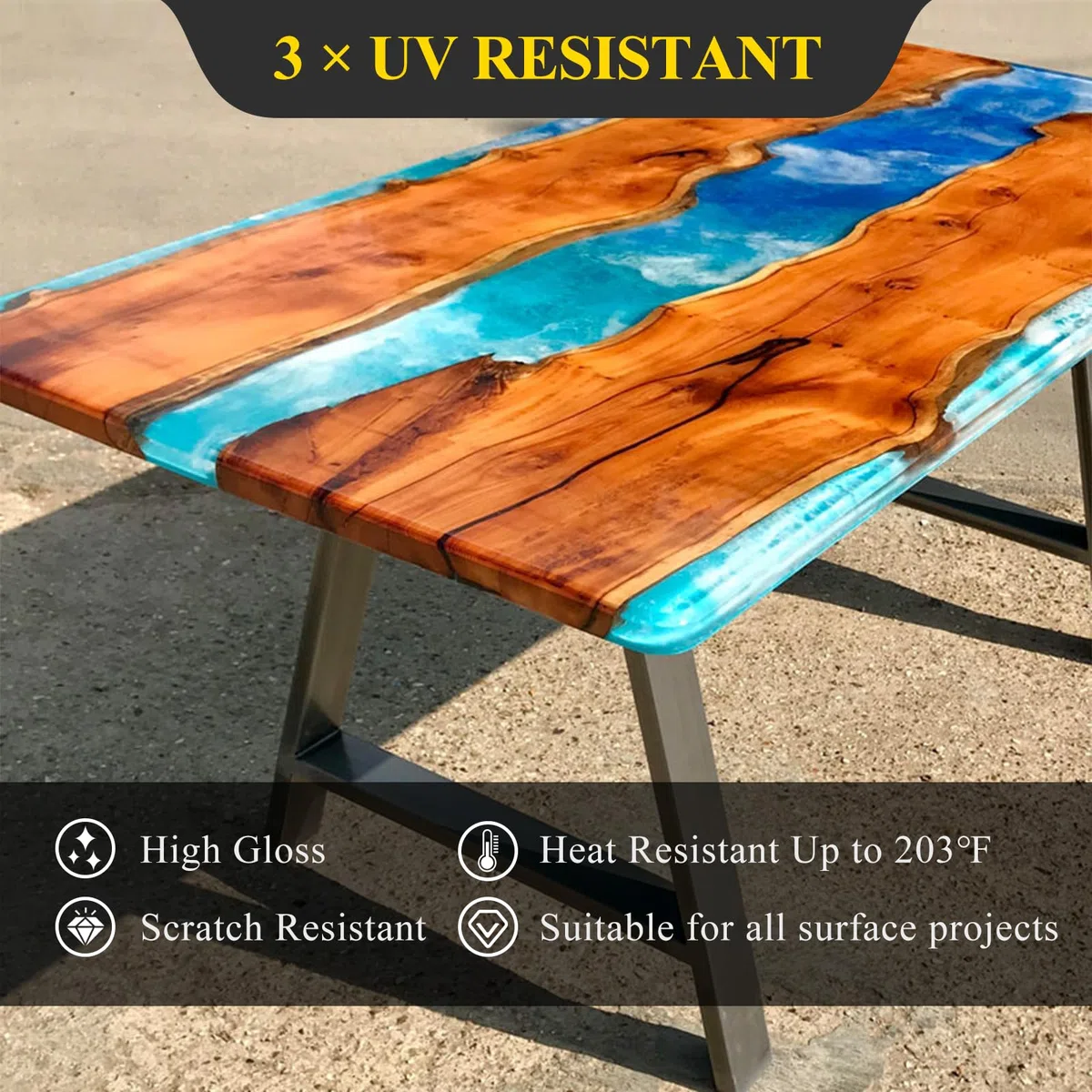 TAKIMO Kit de resina epoxi resistente a los rayos UV, 1,927.8 g, 3 unidades, sin burbujas y resina epoxi cristalina para revestimiento, fundición, mesa, bricolaje, barra superior, mesas de río, arte