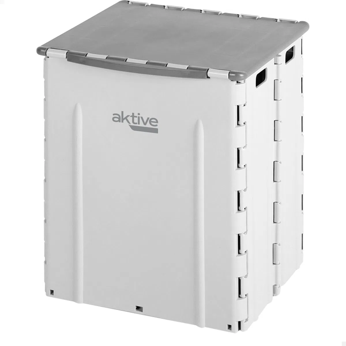 AKTIVE Cubo de basura plegable multiusos, 30x25x358 cm, Color gris, Fabricado en PP y TPR, Armario reciclaje, Plegado compacto, Cubos exterior, Cubos almacenamiento (63072)