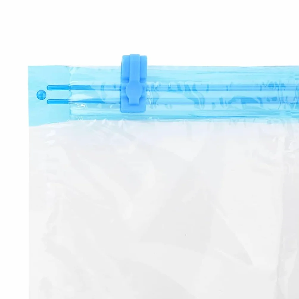 Juego de 20 bolsas de vacío de 70 x 50 cm para ahorrar espacio para guardar ropa y ropa de cama, reutilizables, color azul transparente
