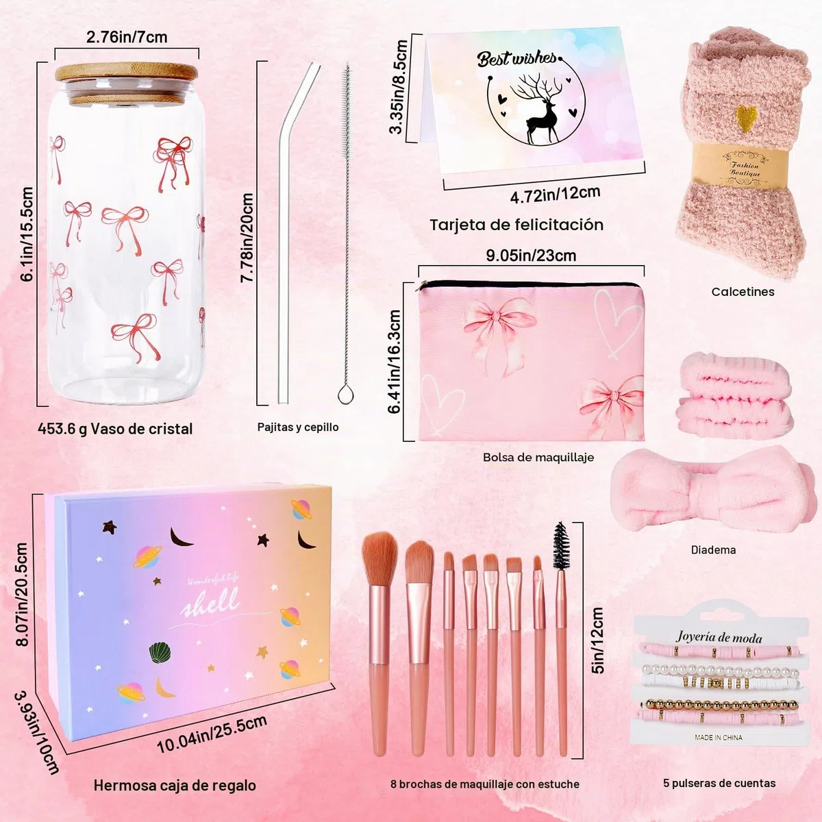 LURICO Regalos para niñas adolescentes 9 10 11 12 13 14 15 16 años regalo regalo de cumpleaños de la escuela con taza, pincel de maquillaje