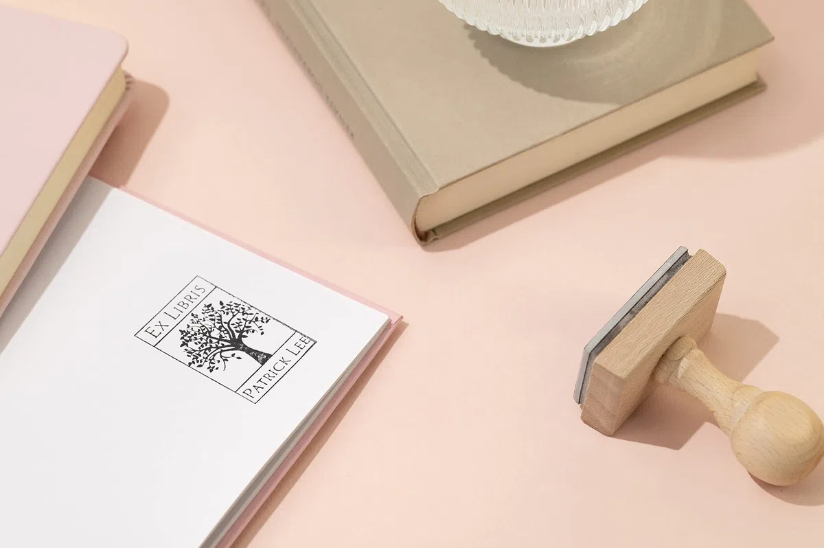 Stamp by Me | Ex Libris | Sello de Madera Personalizado para Libros | Sello Personalizado de Biblioteca | Para Libros, Páginas, Cartas | Colegios | Este Libro Pertenece a | Rectangular | 4 Diseños