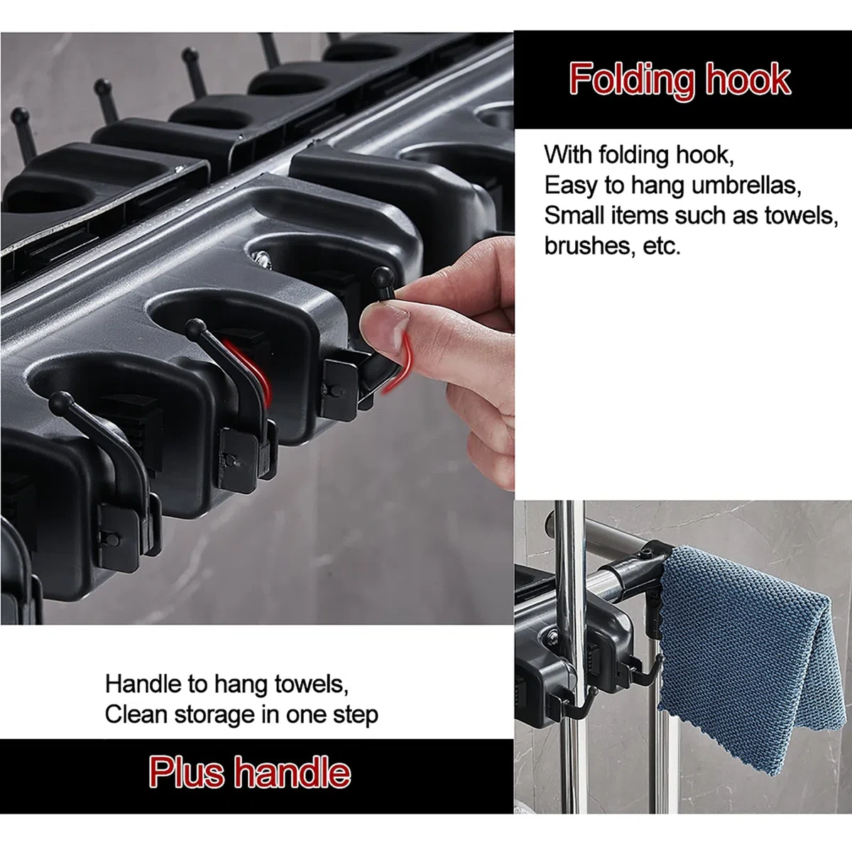 Piso Móvil de Pie Mop Escoba Titular Poner Fregas Húmedas Limpieza Cleanin Herramienta Carro de Limpieza Suministros Organizador para Cocina de Garaje, Etc. Mop Lavar Estante de Drenaje con