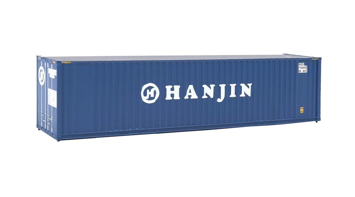 Walthers SceneMaster HO Scale Model of Hanjin 40' Hi Cube Corrugated Container w/Flat Roof,949-8208