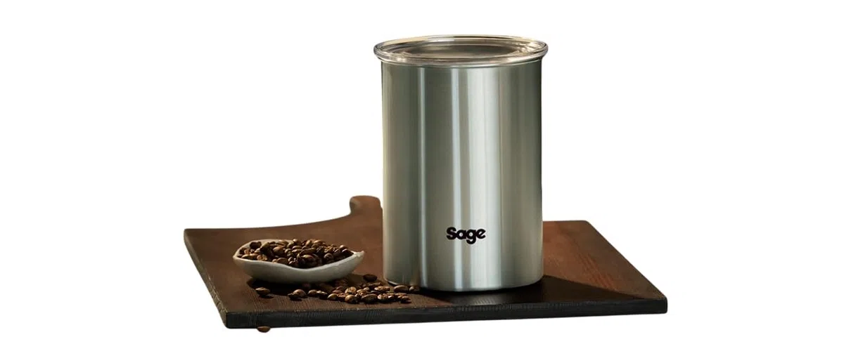Sage - The Bean Keeper - Caja de Almacenaje de Café - Capacidad de 500g, Sello de Frescura, Acero Inoxidable, Diseñado para Máquinas de Espresso Sage