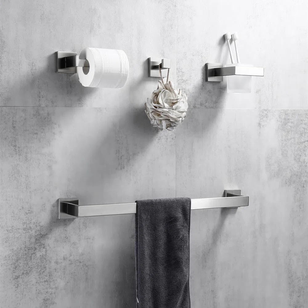 Accesorios de baño de Acero Inoxidable Kit de Hardware Montaje en Pared Gancho para Ropa Soporte de Papel Barra de Toalla Soporte para Cepillo de baño Jabonera, China