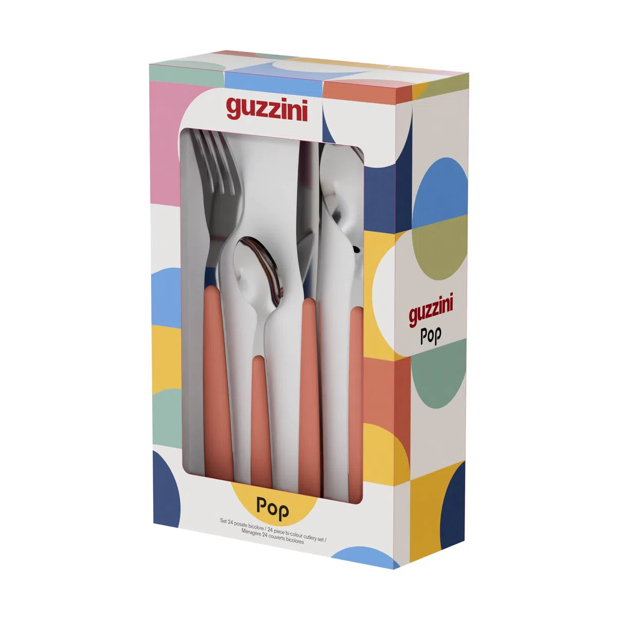 Guzzini - POP Juego de 24 Cubiertos - Rosa Empolvado - 127500215
