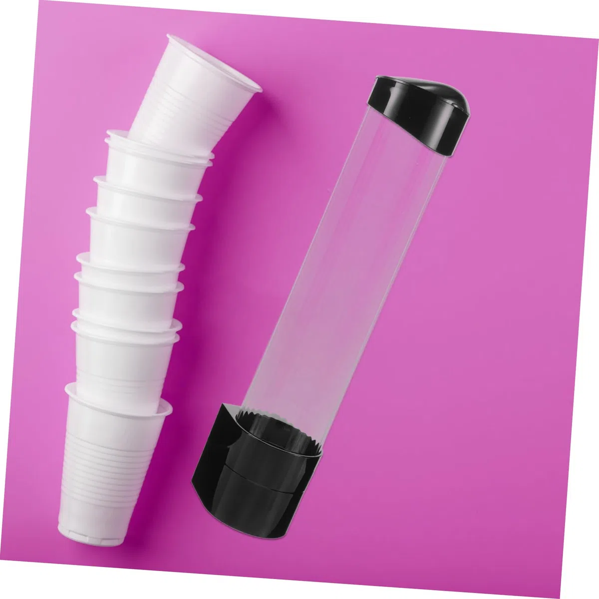 WOONEKY Dispensador de Vasos Desechables Montado Pared Soporte Automático para Tazas Plásticas Dispensador Individual Preciso para Oficina y Máquina de Agua Color Negro Elegante