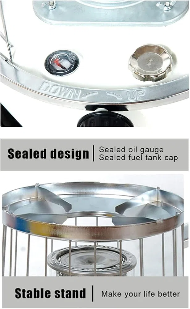 Calentador portátil de queroseno, estufa de campamento para interiores y exteriores, camping, pesca en hielo, calefacción envolvente ajustable con potencia de fuego