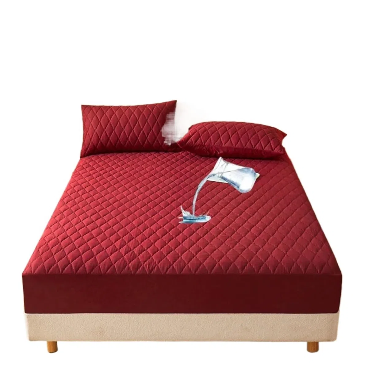 Protector de colchón Impermeable, Funda Transpirable, Cama Lavable a máquina, sin Almohada para ColchóN(Wine Red,150x200cm)