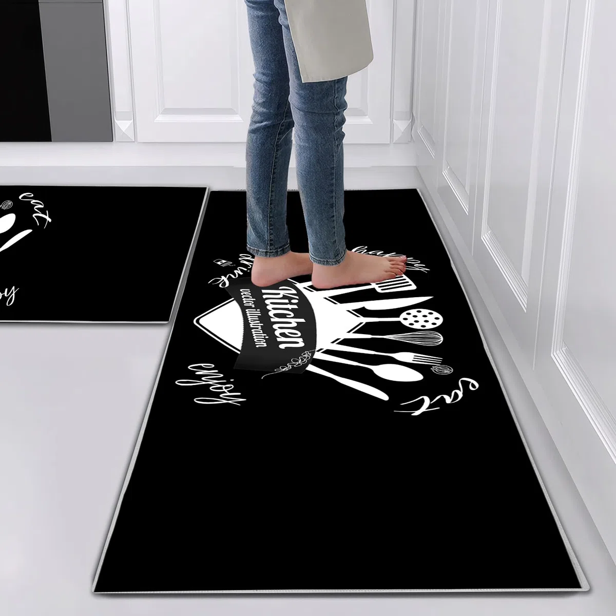 2 Alfombra Cocina Antideslizante -Alfombras Modernas Lavables para Pasillo, Comedory Entrada, Alfombra de Cocina antifatiga 40x60cm + 40x120cm