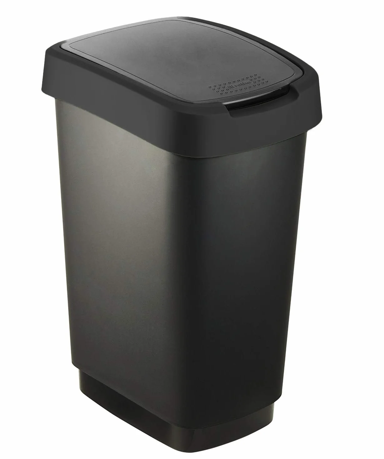 Rotho Salsa Cubo Basura 25 Litros con Tapa, Papelera Negra de Plástico (PP) sin BPA, Cierre Silencioso, Ahorra Espacio, 33.3 x 25.2 x 47.6 cm