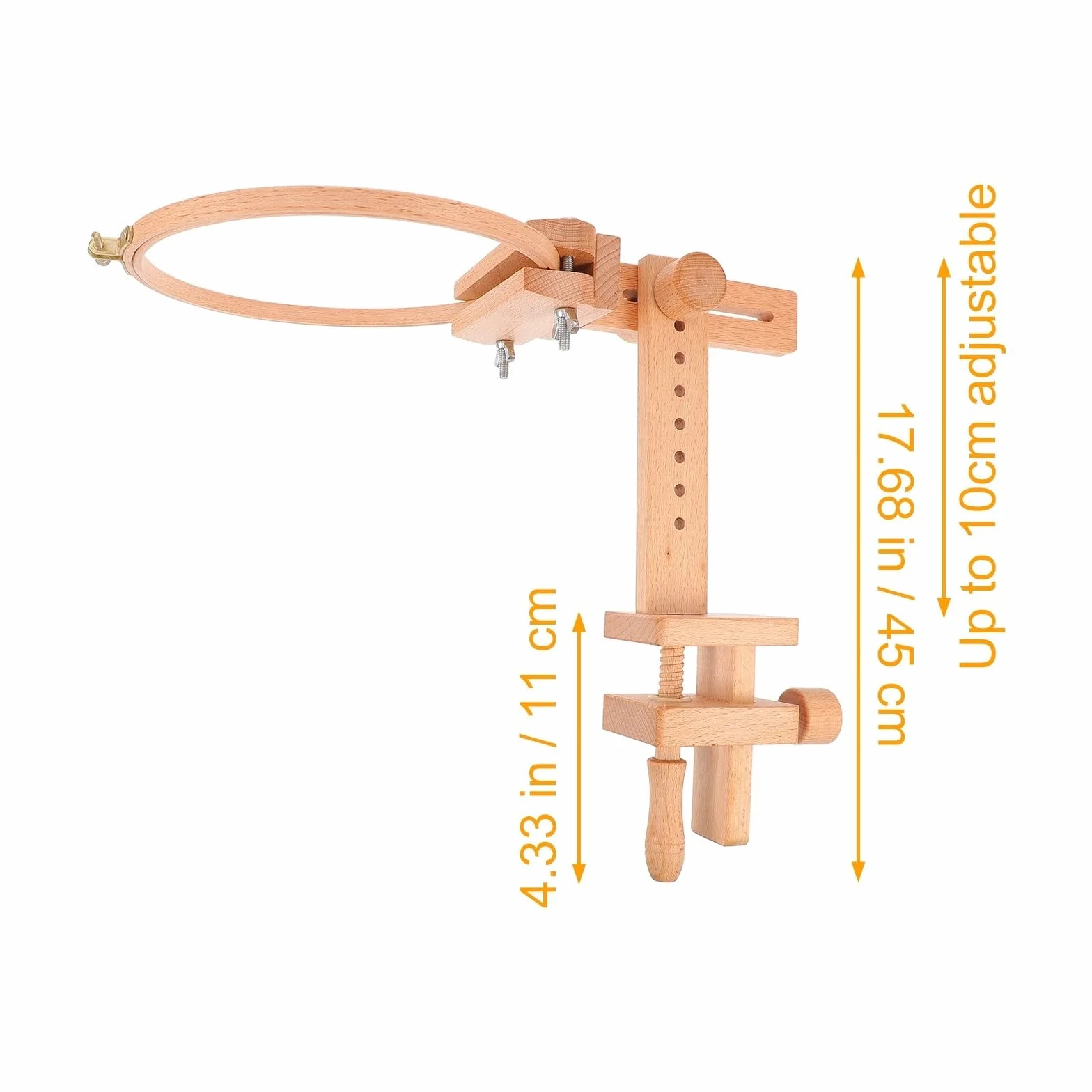 BATHVEVE 360grado Grados Giratorio Soporte de Madera para Punto Cruz Ajustable con Ganchos para Bordado DIY para Estudio y Hogar