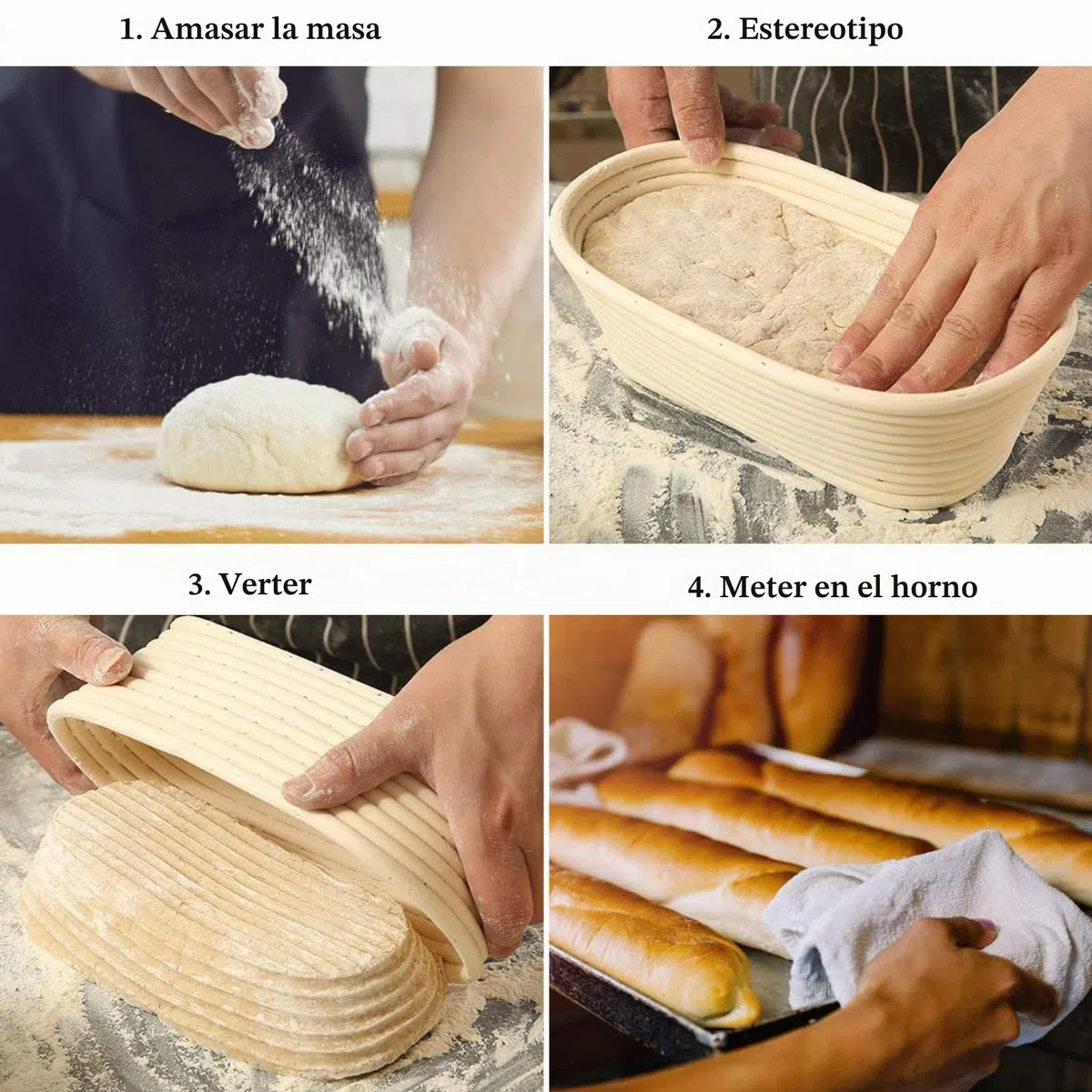 Cesta de Fermentación de Masas Ovalado,Ratán Natural,2 Piezas 12" Banneton Cuenco de Prueba,con Tela de Lino Panadero Antiadherente y un batidor de masa,para Hacer Baguettes,Pan,25*14*8.cm,Hasta 750g