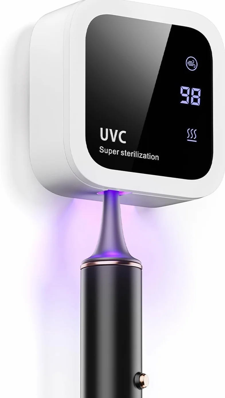 Esterilizador de Cepillos Doble UV-C y UV-A, Soporte de Cepillos de Dientes Montado en Pared con Función de Secado por Aire, Ideal para Baño, Uso Personal y Viaje (Blanco1)