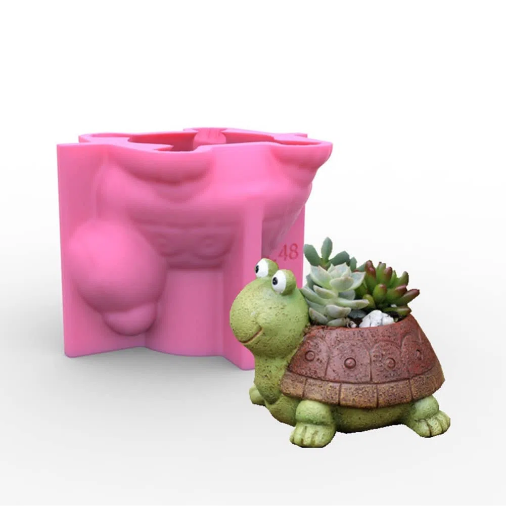 Moldes de Silicona para Macetas de Tortuga en 3D, Maceta Suculenta de Tortuga, Moldes de HormigóN, Bricolaje, Cactus, Yeso, Cemento, Arcilla, Resina Artesanal