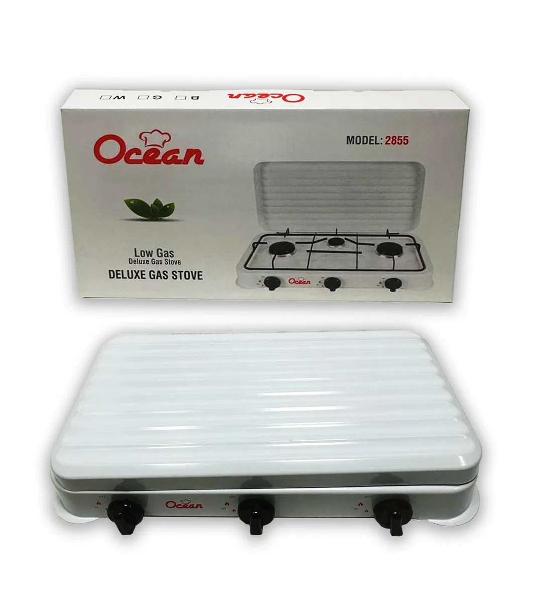 Hornillo de gas de 3 fuegos, 3200 W, quemadores de hierro fundido extraíbles, con tapa, a gas butano o propano