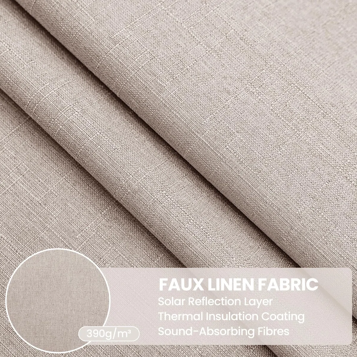 Ystyle 100% Cortinas Opacas 2 Piezas, 140x225cm, Lino Cortinas Dormitorio con Ojales Anti Luz Cortina Termica Aislantes Frio y Calor para Salon, Caqui
