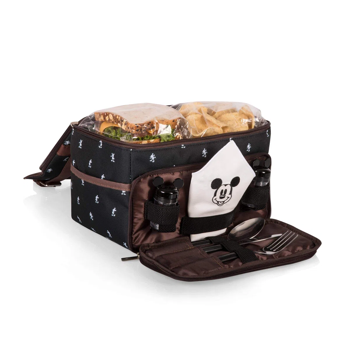 PICNIC TIME Disney Mickey Mouse - Lonchera aislada con juego de utensilios, bolsa térmica para el almuerzo (patrón de Mickey Mouse)
