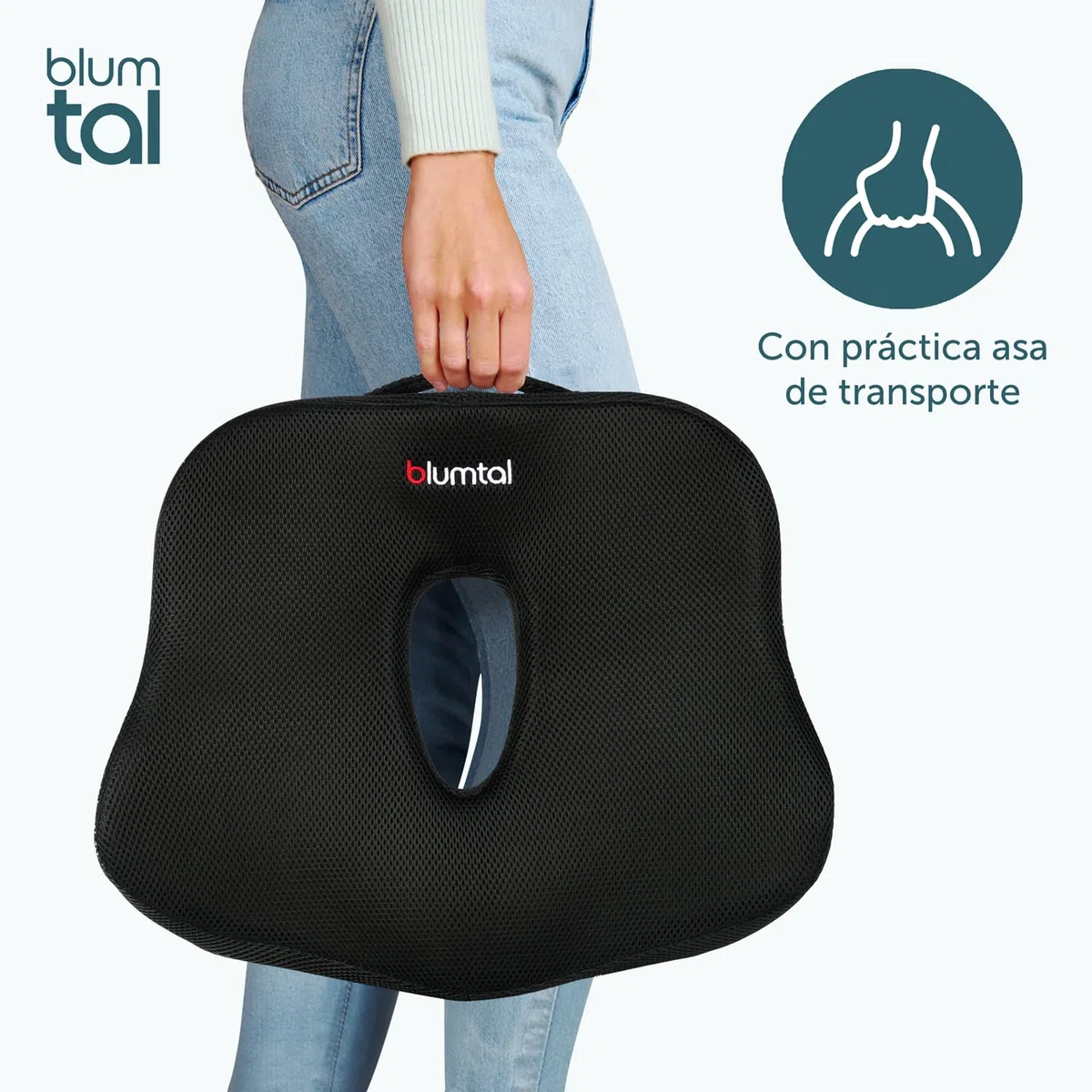 Blumtal Cojín para Silla de Oficina - Cojín en Forma de Cuña Negro para Coxis - Cojín Ergonómico para Asiento de Auto - Cojín para Hemorroides para Silla - Cojín Óptimo para Silla de Oficina